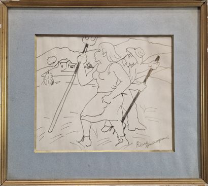 Pierre AMBROGIANI (1907-1985)
Les laboureurs
FEUTRE
Signé...