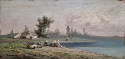 LAUNOIS (20th Century)
Washerwomen by the...