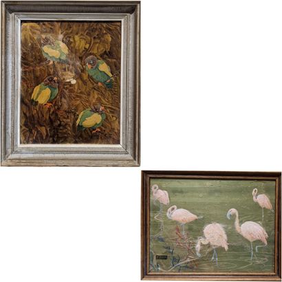 Pierre RAFFY (1919 - 1990) Pink flamingos...