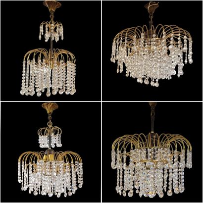 FOUR MODERN ORIENTAL-STYLE ELECTRIC CHANDELIERS...