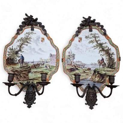 PAIR OF 18th-Century-Style Two-Arm Wall Sconces...