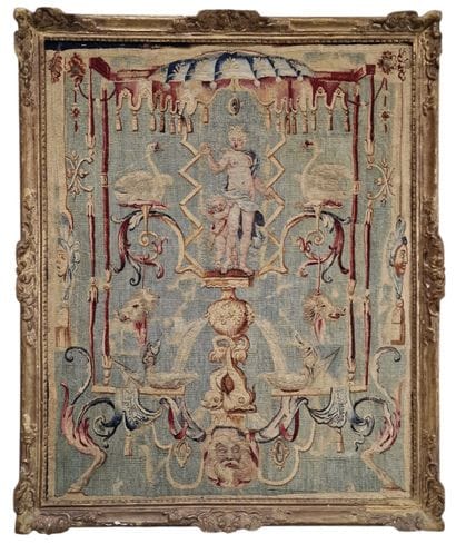 TAPESTRY PANEL in wool and silk depicting...