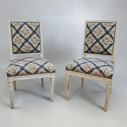 PAIR OF LOW CHAIRS with flat, rectangular...
