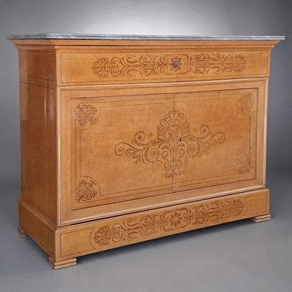 Charles X-era chest of drawers with doors...