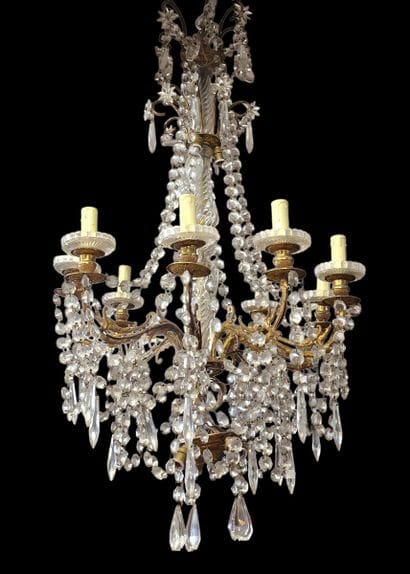 LUSTRE A NEUF BRAS DE LUMIERE d’Epoque Napoléon...