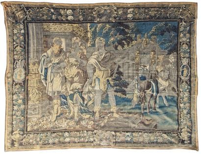 Wool and silk TAPESTRY depicting a scene...