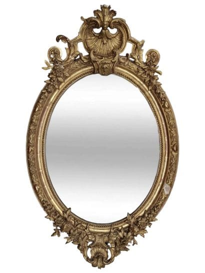 MIROIR MEDAILLON Circa 1860-1880 à tain biseauté...