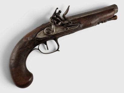 LONG OFFICER’S FLINTLOCK PISTOL.
Round barrel...
