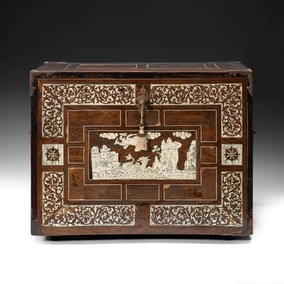 Cabinet made of ebony and mahogany veneer,...