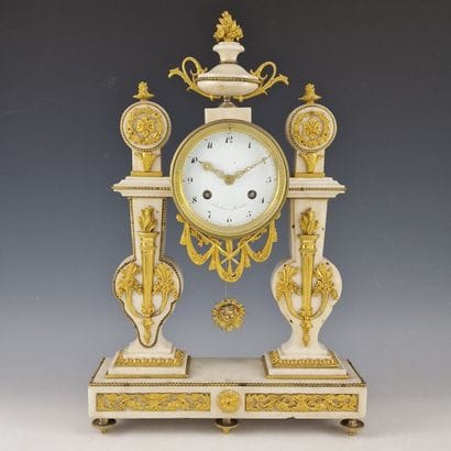 BEAUTIFUL Louis XVI-era PORCH CLOCK in white...
