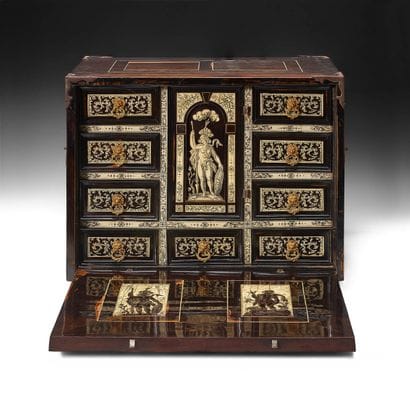 Cabinet made of ebony and mahogany veneer,...