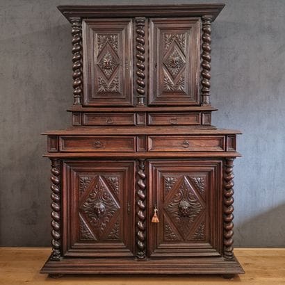 TWO-PART SIDEBOARD with a recessed upper...