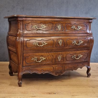 Louis XV-era TOMBEAU CHEST in walnut and...