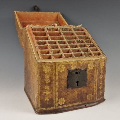 18th Century COUVERTS CASE in wood sheathed...