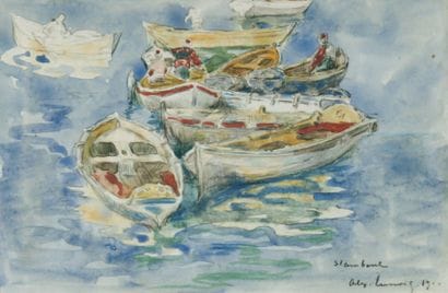 Albert Lebourg (1849-1928)
Les barques Crayon...