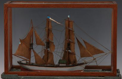 DIORAMA : maquette d'un trois-mâts morutier,...