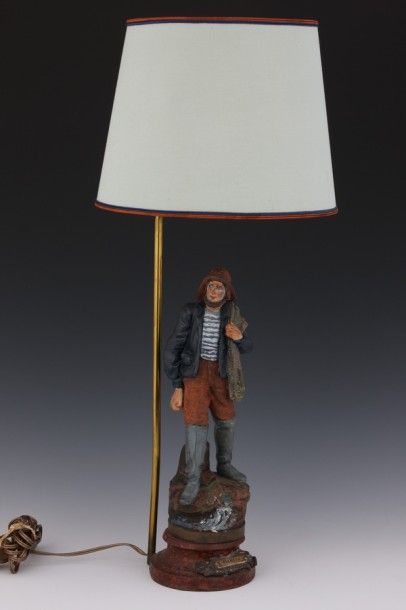 STATUETTE en terre cuite polychrome : un...