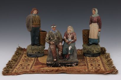 LOT :

STATUETTE en terre cuite polychrome...