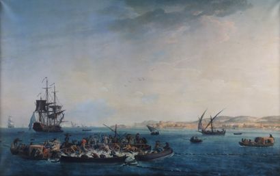 TABLEAU - Scène de pêche aux thons à la Madrague....