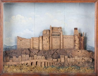 DIORAMA en liège, représentant une ville...