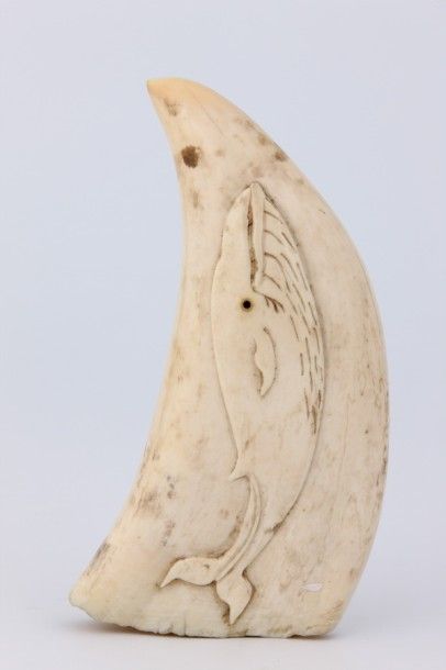 DENT de CACHALOT ou Scrimshaw sculpté d'un...
