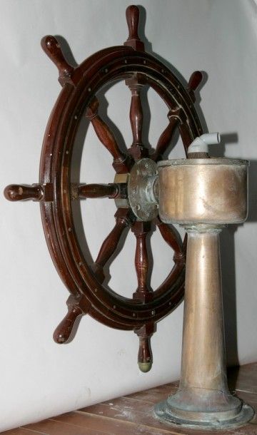 BARRE à roue complète. Borne en bronze et...