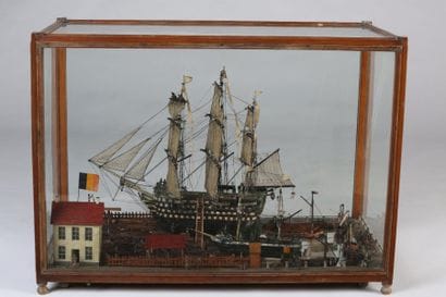DIORAMA en bois sculpté polychrome - Le «...