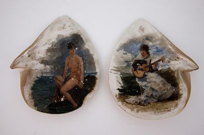 LOT :

NACRE à décor peint d’une femme nue...
