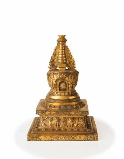 Tibet Epoque XVIIIème siècle - Stupa reliquaire...