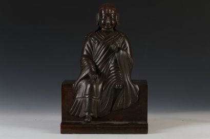 Tibet XIXème siècle - Groupe en bronze niellé...