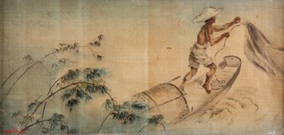Tran Van Tho (1917)- Le pêcheur - Encre et...