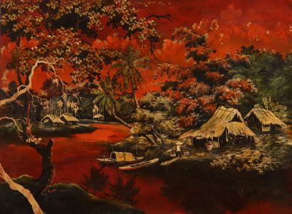 7/ Ecole Indochinoise (XXème Siècle) - Village...