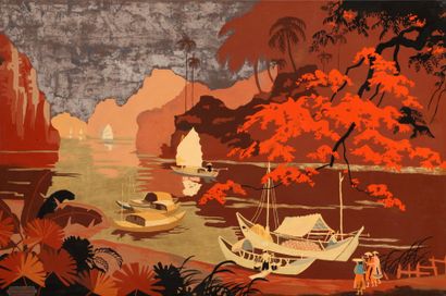12/ Ecole Indochinoise (XXème Siècle) - Bord...