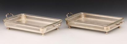 CHRISTOFLE FLEURON - PAIRE DE PLATS A FOUR...