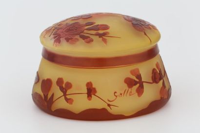 GALLE (Ets)

Boite couverte fleurettes 

Verre...