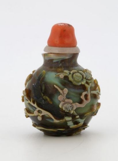 CHINE

Flacon tabatière en verre nuancé à...