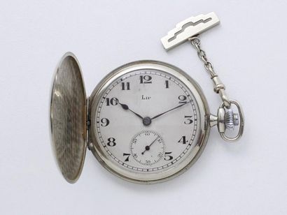 Montre de poche savonnette en or gris 750...