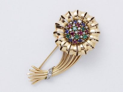 Broche clip en or 750 millièmes ajouré, stylisant...