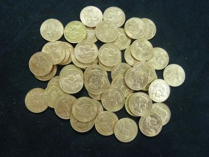 Lot de 50 pièces or 20 Francs (France)

Poids:...
