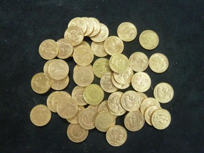 Lot de 50 pièces or 20 Francs (France)

Poids:...
