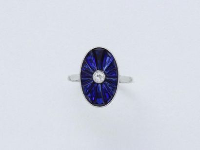 Délicate bague en or gris 750 millièmes centrée...
