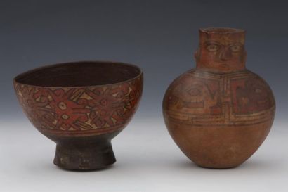 NAZCA PEROU - Lot de 2 poteries: un bol à...