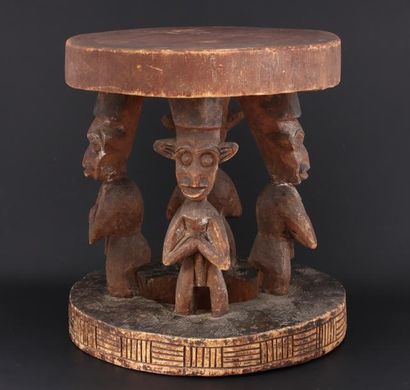 BAMILEKE CAMEROUN - Grand tabouret à assise...