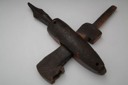 BAMANA MALI - Serrure de grenier en bois...