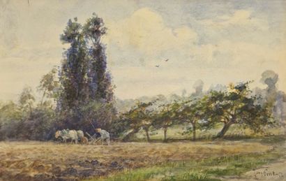 3 AQUARELLES SUR PAPIER représentant des...
