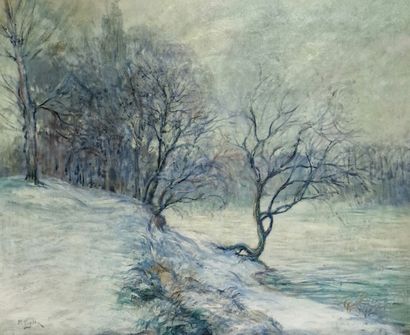 Paul VOGLER (1852-1904)
Vue d'une berge enneigée...
