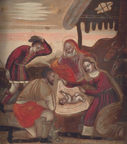 ECOLE VENETO-CRETOISE du XVIIEME SIECLE 
L'Adoration...