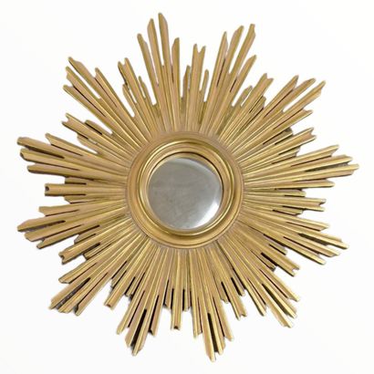 MIROIR SORCIERE SOLEIL - Circa 1960 en bois...