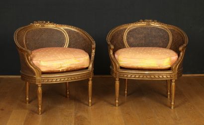 PAIRE DE MARQUISES CANNEES à dossier gondole...
