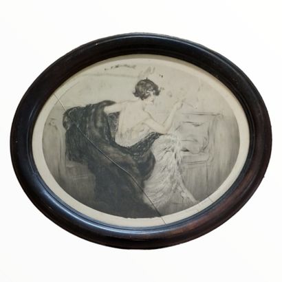 Louis ICART (1888-1950)
La fumeuse 
ESTAMPE...